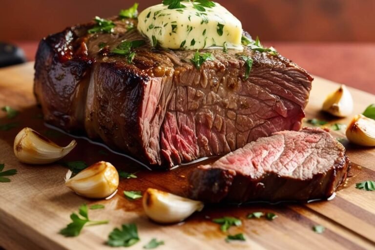 Oven-Roasted Flank Steak with Garlic Butter